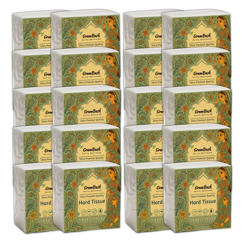 GRAMBASK - PURITY DELIVERED Hard 1 Ply Tissue Paper - 1600 Sheets | Pack of 20 x 80 Sheets