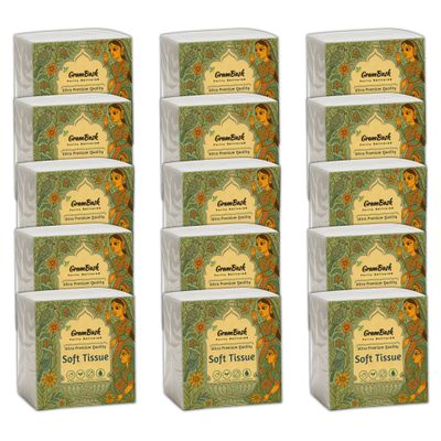 GRAMBASK - PURITY DELIVERED Soft 1 Ply Tissue Paper - 1200 Sheets | Pack of 15 x 80 Sheets