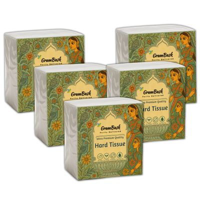 GRAMBASK - PURITY DELIVERED Hard 1 Ply Tissue Paper - 400 Sheets | Pack of 5 x 80 Sheets