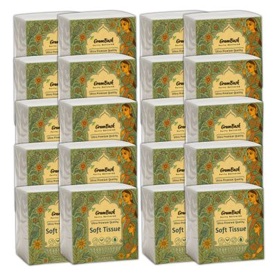 GRAMBASK - PURITY DELIVERED Soft 1 Ply Tissue Paper - 1600 Sheets | Pack of 20 x 80 Sheets