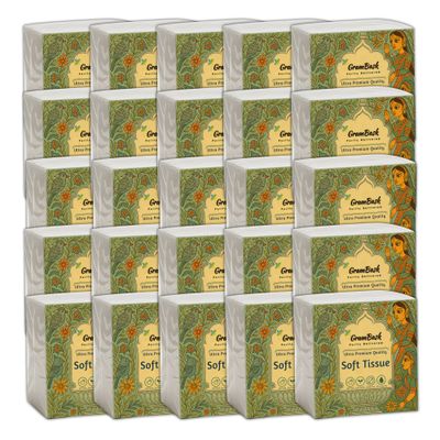 GRAMBASK - PURITY DELIVERED Soft 1 Ply Tissue Paper - 2000 Sheets | Pack of 25 x 80 Sheets
