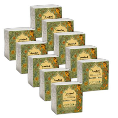 GRAMBASK - PURITY DELIVERED Bamboo Tissue Paper - 800 Sheets | Pack of 10 x 80 Sheets
