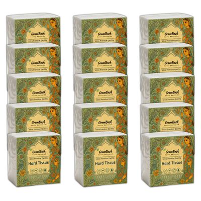 GRAMBASK - PURITY DELIVERED Hard 1 Ply Tissue Paper - 1200 Sheets | Pack of 15 x 80 Sheets