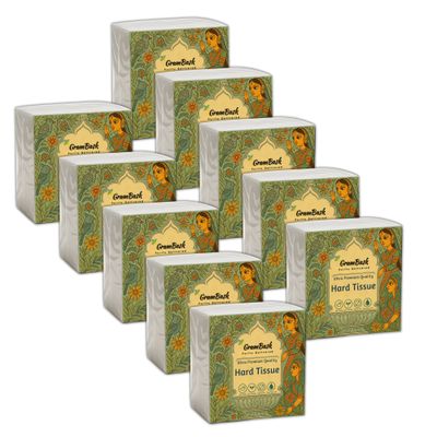GRAMBASK - PURITY DELIVERED Hard 1 Ply Tissue Paper - 800 Sheets | Pack of 10 x 80 Sheets