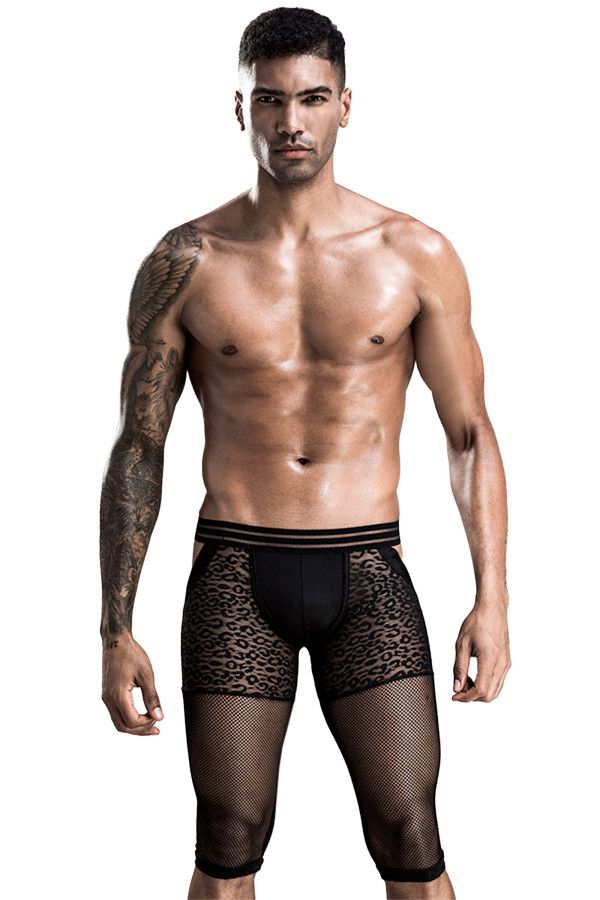 Leopard Fishnet Jock Shorts