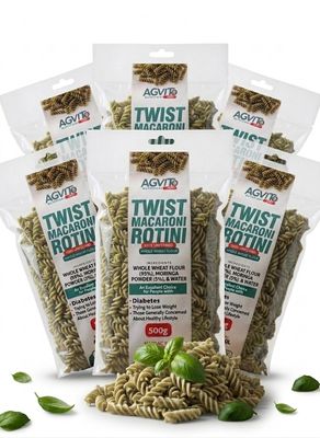 WHOLE WHEAT+5% MORINGA POWDER MACARONI TWIST