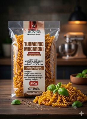 WHOLE WHEAT+ 3% TURMERIC POWDER MACARONI TWIST