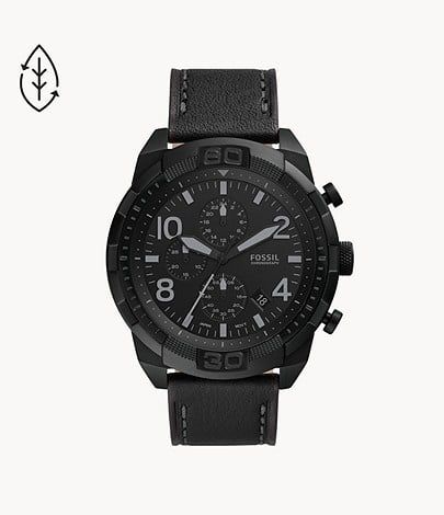 Bronson Chronograph Black Eco Leather Watch