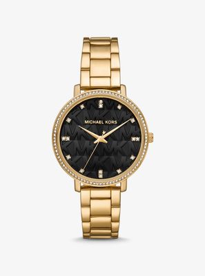 Pyper Pavé Gold-Tone Logo Watch Pyper Pavé Gold-Tone Logo Watch