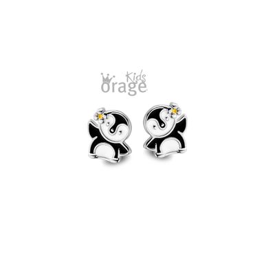 K2231 Oorringen pinguïn met bloem