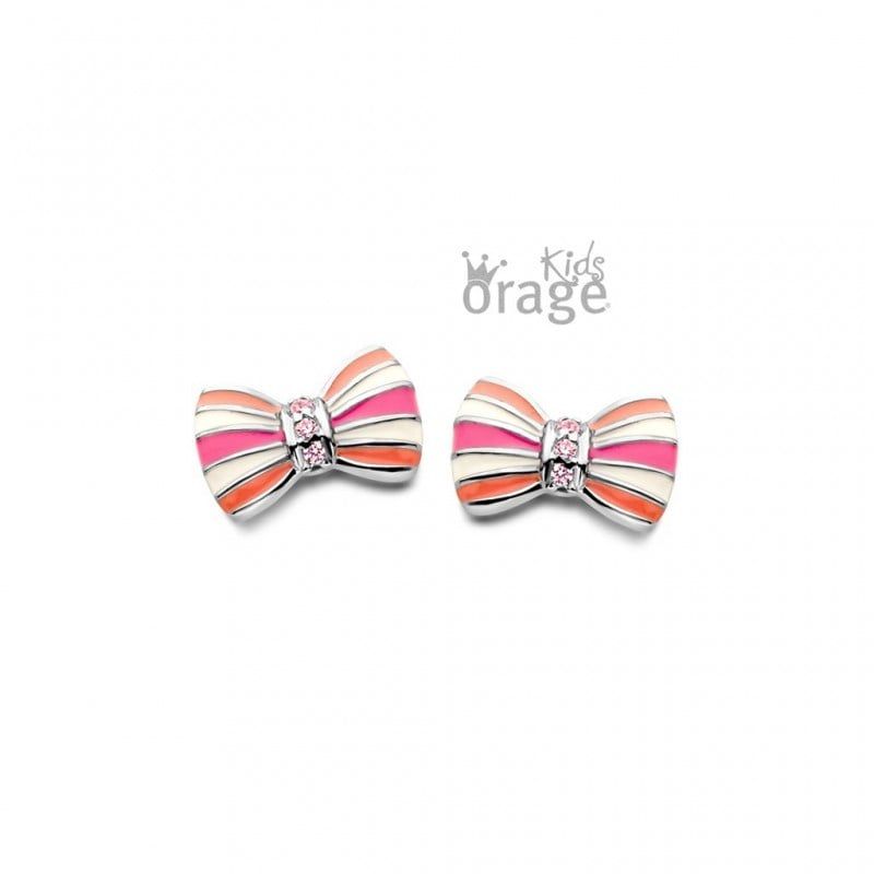 Oorringen strik roze 925 rh cz