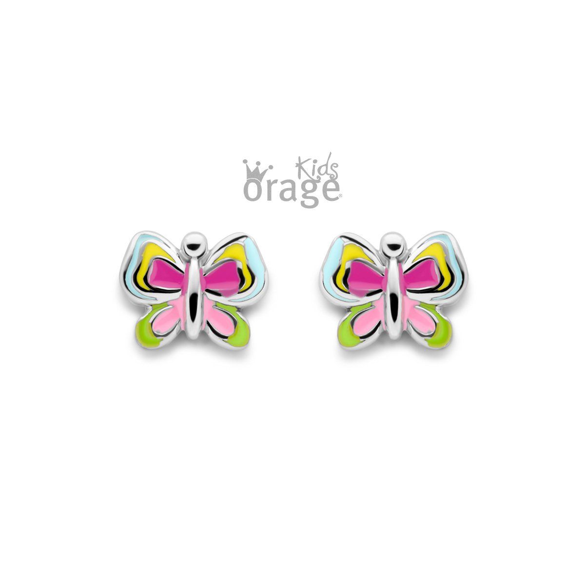 K2604 Oorringen vlinder multi color 925 rh