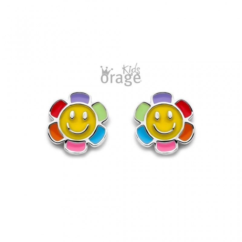 Oorringen bloem multi color 925 rh