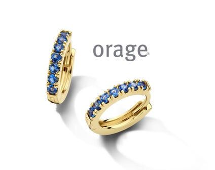 AW037 Oorringen blauw verguld geel goud cz