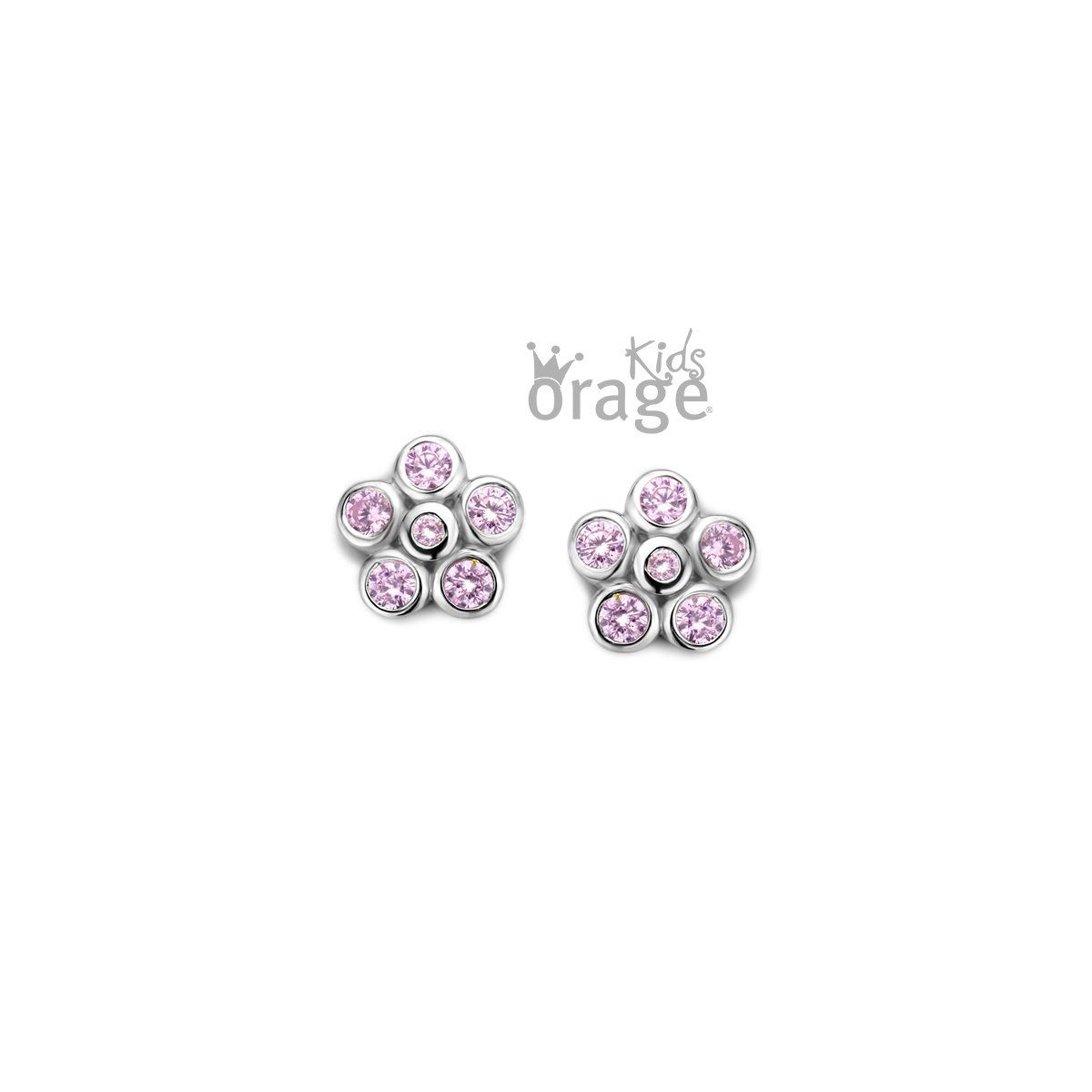 Oorringen bloem roze 925 rh cz