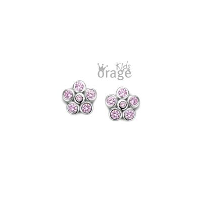 Oorringen bloem roze 925 rh cz