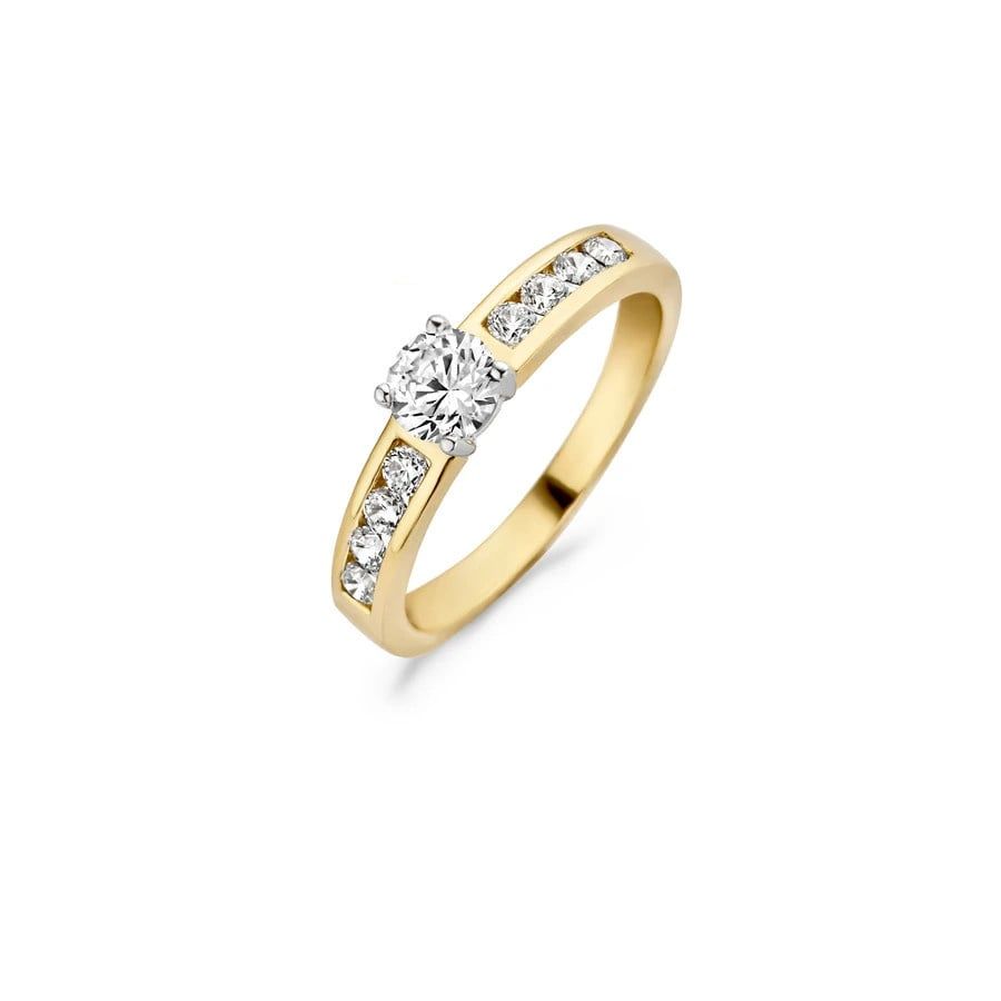 Ring 1126BZI - Geel en Wit Goud (14Krt.) met Zirconia