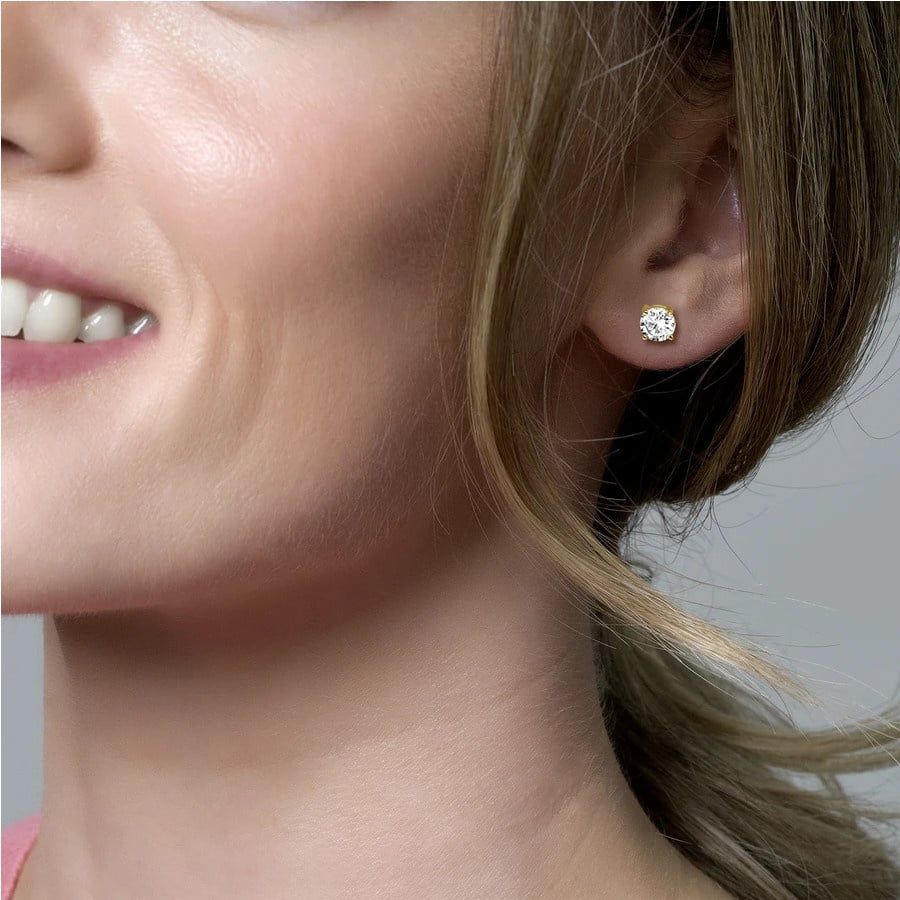 Oorknoppen  Geel Goud (14Krt.) met Zirconia