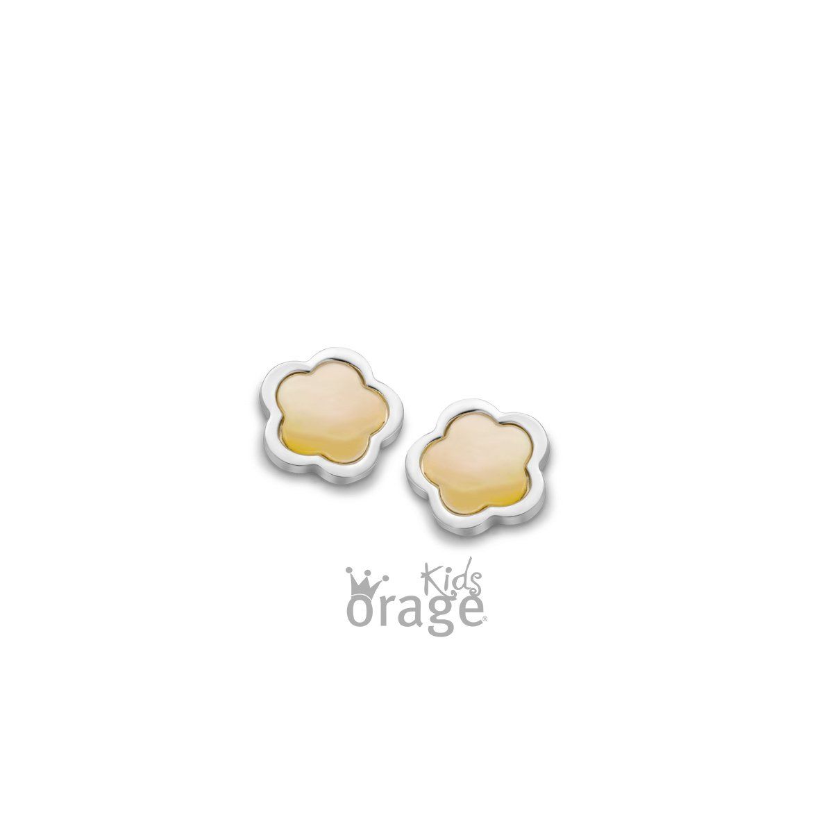 Orage Kids Oorringen bloem parelmoer geel