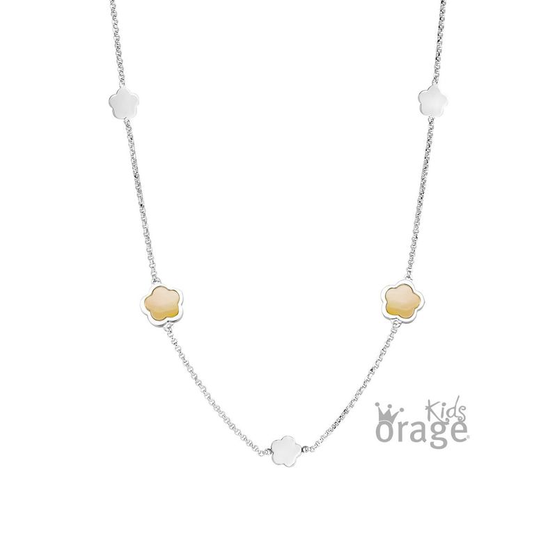 Orage Kids Ketting bloem parelmoer geel