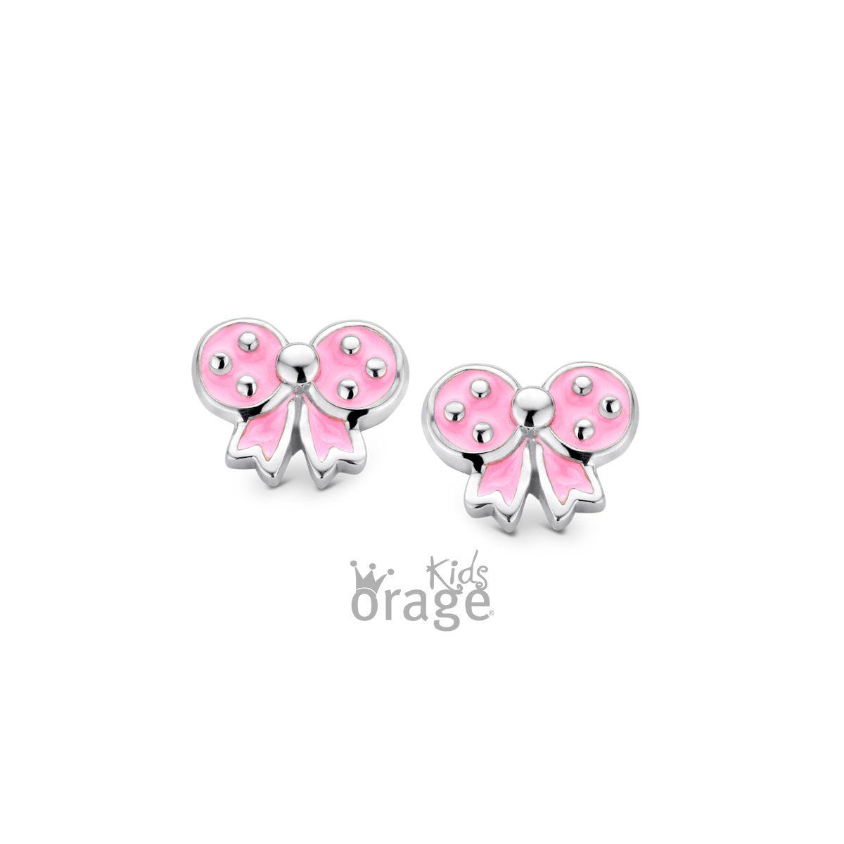 Oorringen roze strik 925 rh