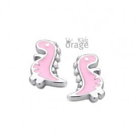 Oorringen dinosaurus roze 925 rh