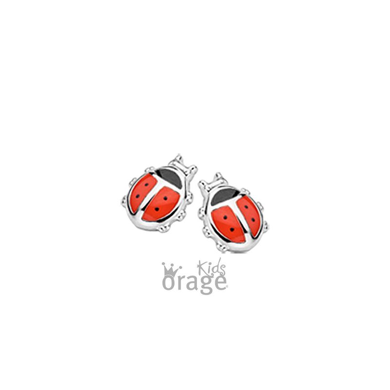 K2637 Oorringen lieveheersbeestje rood 925 rh