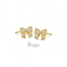 K3139 Oorringen strik 9kt geel goud cz