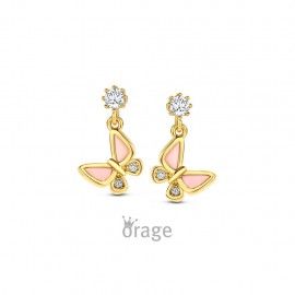 K3101 Oorringen vlinder verguld geel goud K3101 Oorringen vlinder verguld geel goud