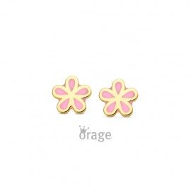 K3151 Oorringen bloem 9kt geel goud cz
