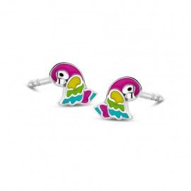K3166 Oorringen papegaai multicolor 925