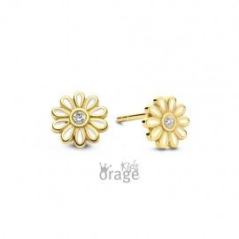 K2776 Oorringen verguld geel goud bloem