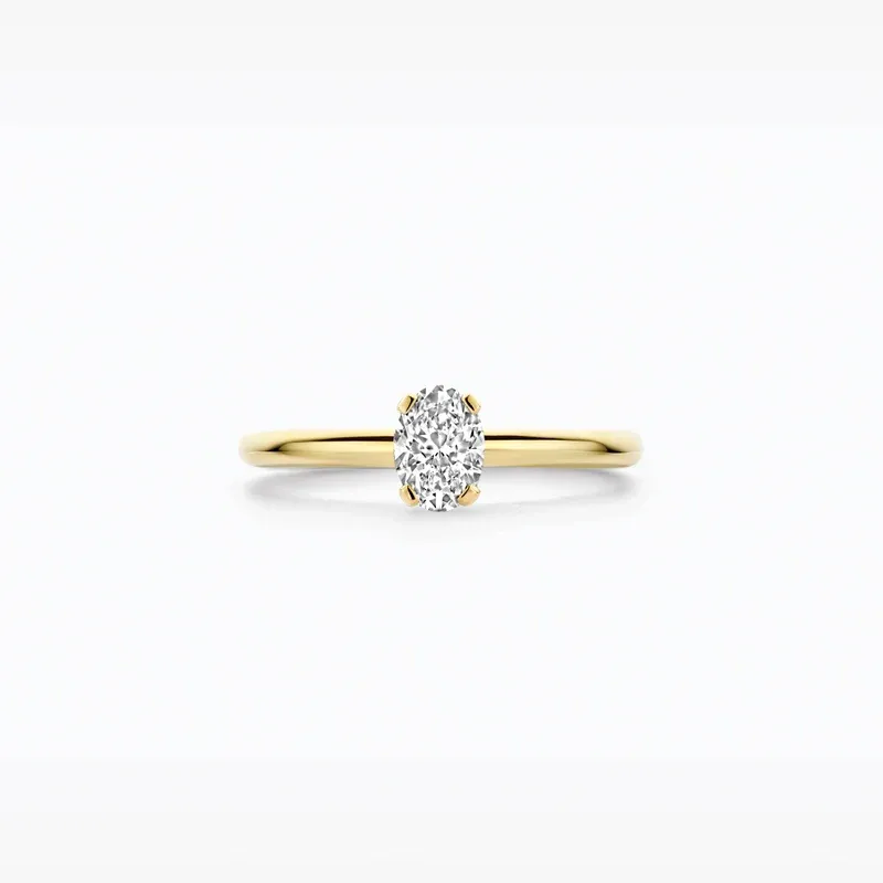Gouden Ring Ovale Lab Grown Diamant 4,7 x 6,4 mm 14 karaat