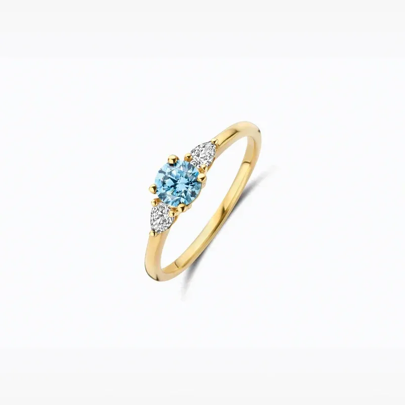 Gouden Ring Lab Grown Diamant met Blauwe Diamant 14 karaat