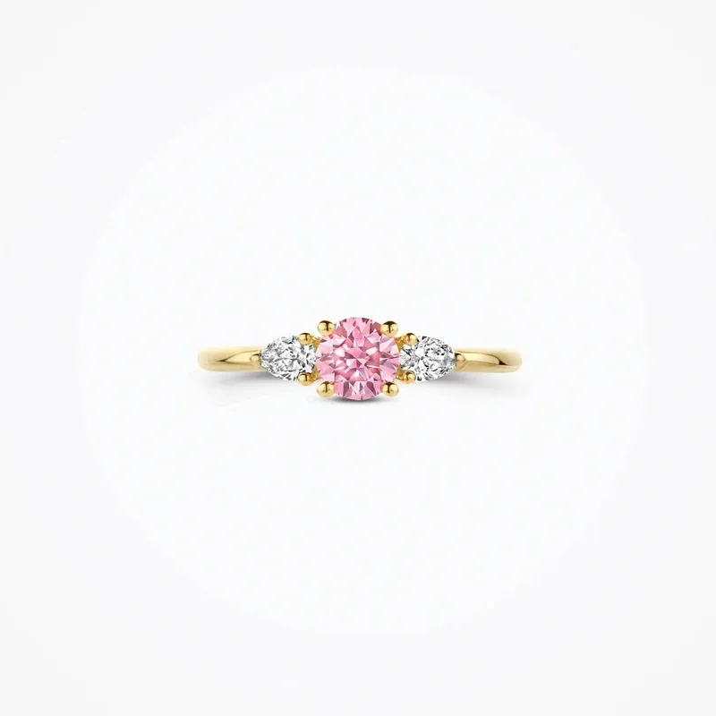 Gouden Ring Lab Grown Diamant met Roze Diamant 14 karaat Gouden Ring Lab Grown Diamant met Roze Diamant 14 karaat