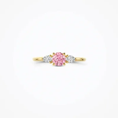 Gouden Ring Lab Grown Diamant met Roze Diamant 14 karaat