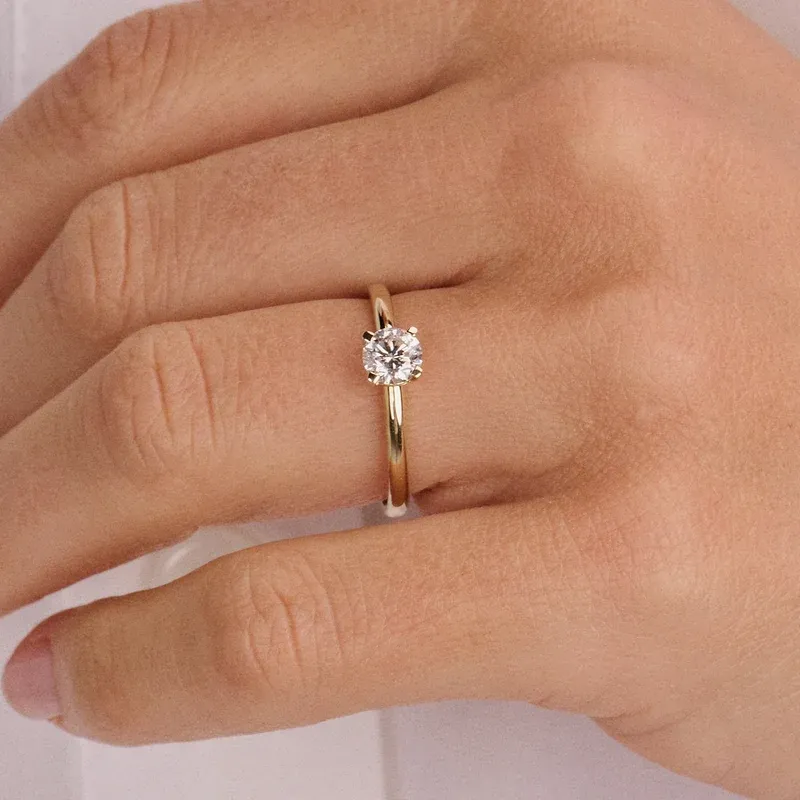 Gouden Ring Ronde Lab Grown Diamant 0,50 ct 14 karaat