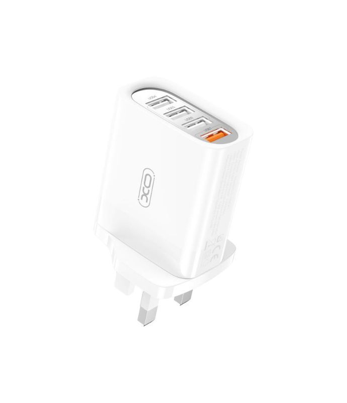 XO WHITE 4 USB-A 18W QUICK CHARGER (IRL-UK)