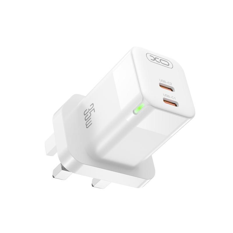 XO WHITE DUAL TYPE-C PD 35W GAN LED (REPLACED)