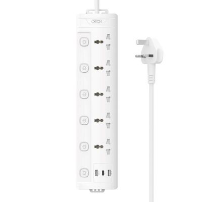 XO WHITE IRL/UK 2M EXT. LEAD 5 SOC.+USB+TYPE-C