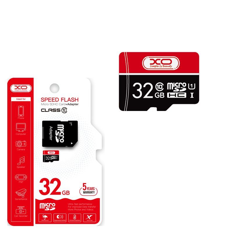 XO BLACK AND RED MICRO SD CARD WITH SD ADAPTOR 32GB