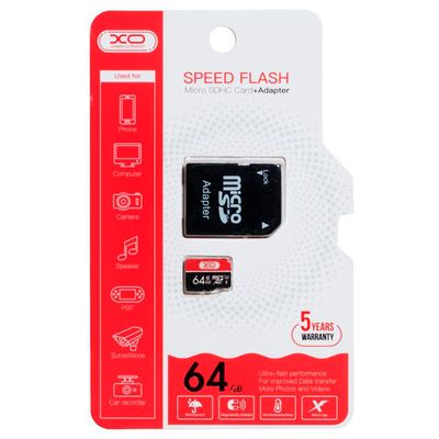 XO BLACK AND RED MICRO SD CARD WITH SD ADAPTOR  64GB