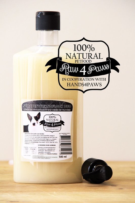 RAW4PAWS Schapenvet + knoflook 500ML
