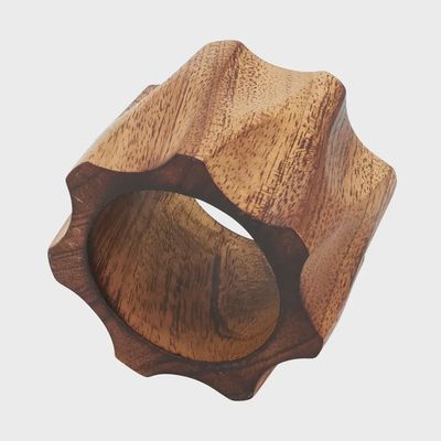 Twisted Brown Wood Napkin Rings, Set of 4