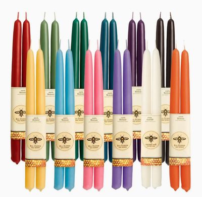 100% Pure Beeswax Tapers, Set of 2