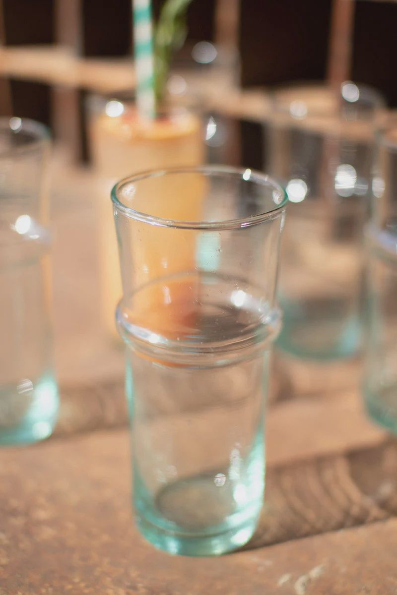 Tall Recycled Moroccan Style Tea Glasses, Set of 2