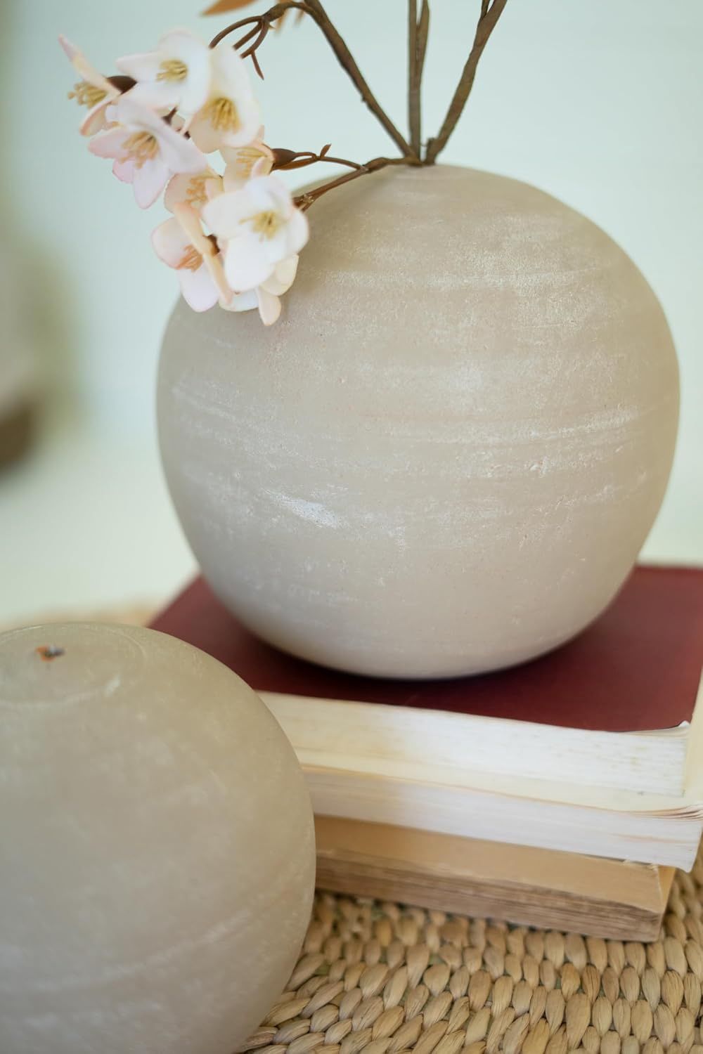 Grey Wash Clay Sphere Vase, Size: Large