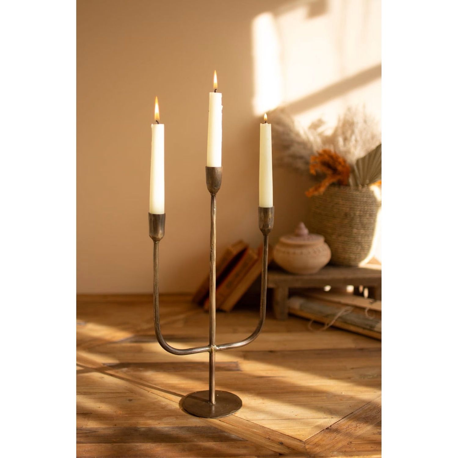 Tiered Antique Brass Taper Candelabra