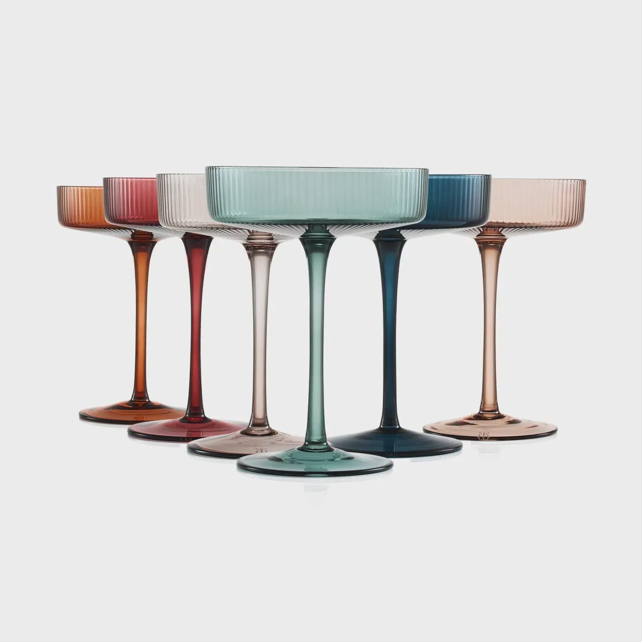 Ribbed Pastel Coupe Glass, Set of 6