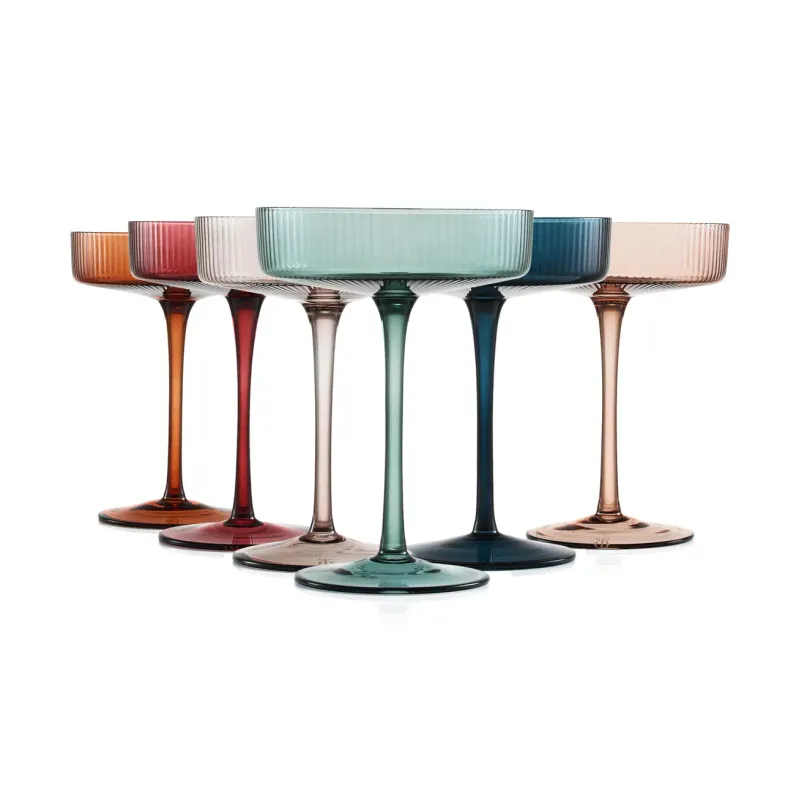 Ribbed Pastel Coupe Glasses